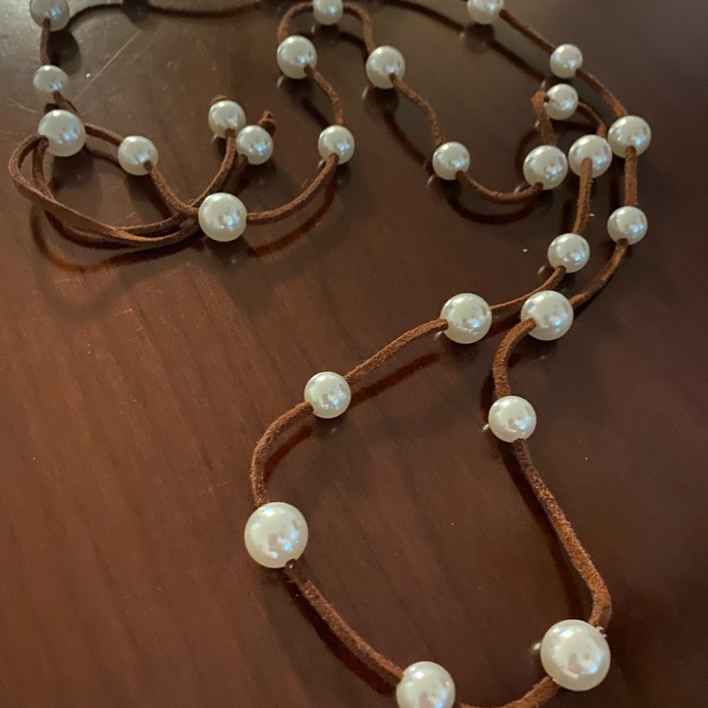 Suede & Pearl Necklace